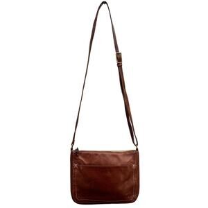 Margot Saddle Brown Pebbled Leather Western Crossbody Shoulder Bag